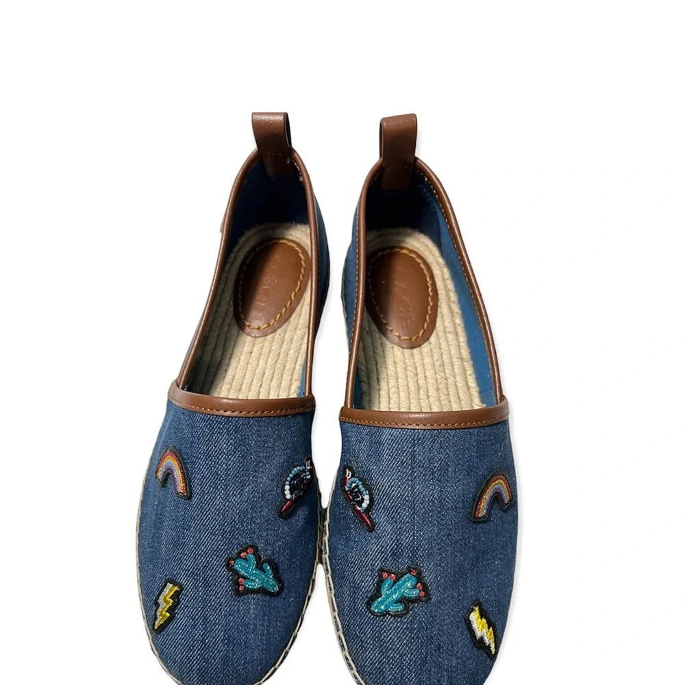 Coach Denim Slip-on Carson ESPADRILLE Size 7B WITH PRAIRIE SOUVENIRS NWT